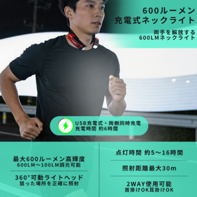 600LUMENS 充電式LEDネックライト